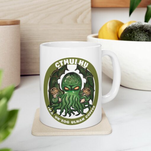 Cthulhu Demands Coffee in a coffee mug